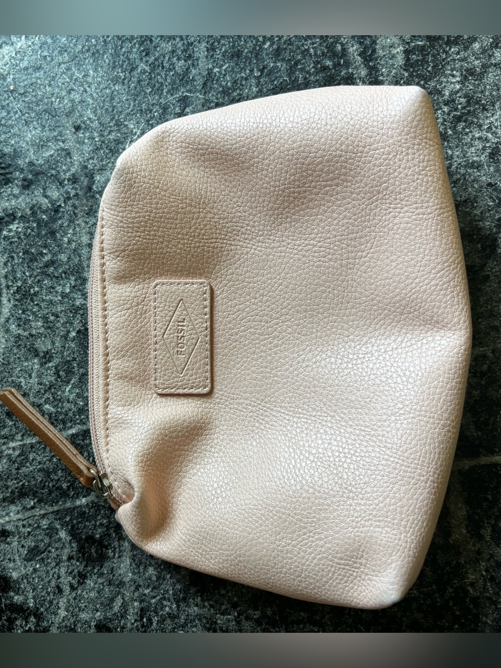 Fossil Blush Pink Pebbled Cosmetic Pouch